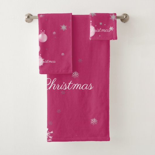 Roze set met kerstversieringen bad handdoek (Insitu)