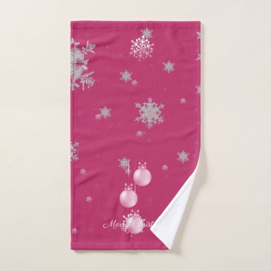 Roze set met kerstversieringen bad handdoek (Handdoek)