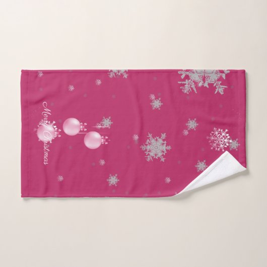 Roze set met kerstversieringen bad handdoek (Handdoek)