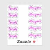 (Roze Set van 10) Elegante Handtekening Script Naa Sticker (Vel)