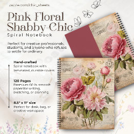 Roze Shabby-Chic Bloem 21,5x28 Deluxe Spiraal Notitieboek