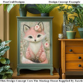 Roze Shabby Chic Fox Met Bloemen DL2R Decoupage Tissuepapier