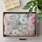  Roze Shabby Chique Rozen & Eucalyptus Tissuepapier (Geschenk)