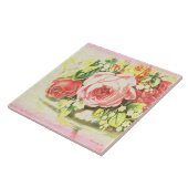 Roze Shabby Roos Collage Art Tile Tegeltje (Zijkant)