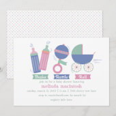 Roze Shake Rattle & Roll Baby shower Uitnodiging (Voorkant / Achterkant)