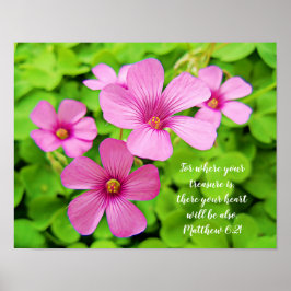 Roze Shamrock Flowers Bijbel Poster voor scripts