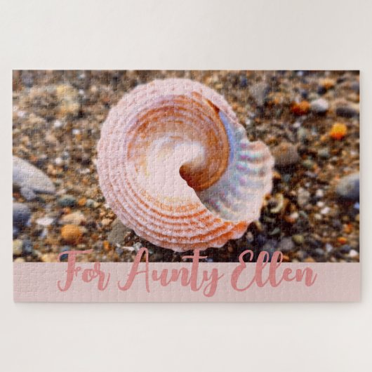  Roze Shell op de Aangepersonaliseerde Beach Legpuzzel (Horizontaal)