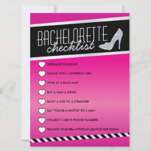 Roze Shimmer Bachelorette Checklist Kaart