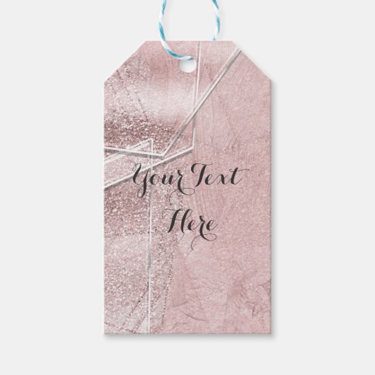 Roze Shimmer Crystal Glam Designer Style Cadeaulabel (Voorkant)