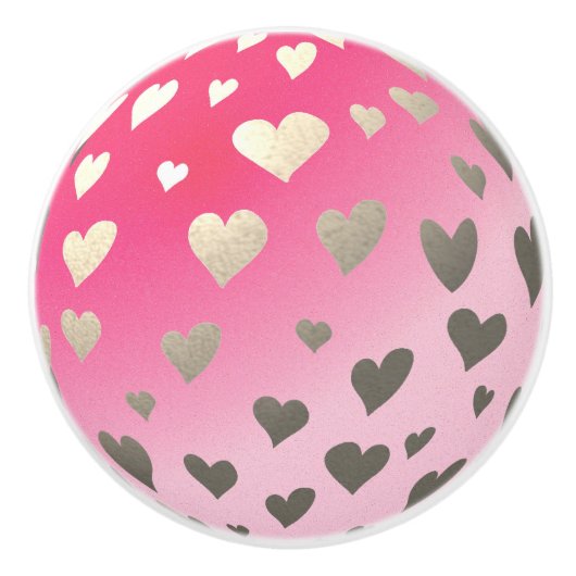 Roze Shimmer Heart Moon Deurknop Keramische Knop (Voorkant)