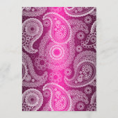 Roze Shimmer Satin White Lace Paisley Menu Kaart (Achterkant)