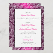 Roze Shimmer Satin White Lace Paisley Menu Kaart (Voorkant / Achterkant)