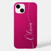 Roze Shimmer White Elegant Calligraphy Script Name Case-Mate iPhone Case (Achterkant)