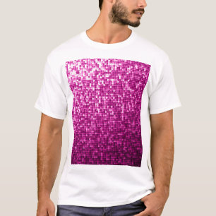 Roze shimmer, zilver, zwarte pailletten t-shirt