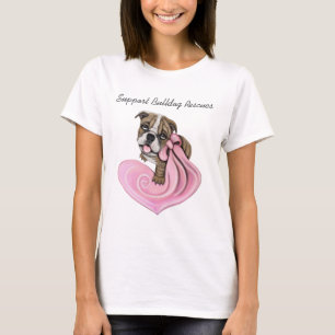Roze Shirten voor bulledog met ribbon voor een go T-shirt