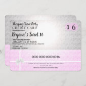 Roze Shopping Spree Credit Kaart Sweet 16 Party (Voorkant / Achterkant)