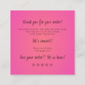 Roze Sieraden Care Instructies Business Bedankt Informatiekaartje (Achterkant)