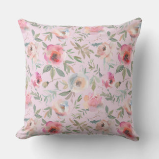 Roze Sierkussen/Blauwe Floral Kussen