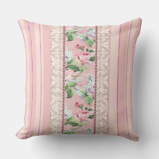 Roze Sierkussen "Shabby Chic" (Voorkant)