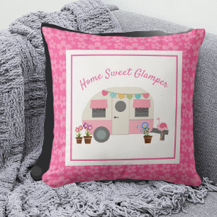Roze Sierkussen van de Camper Camper Home Sweet Gl