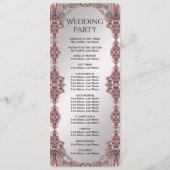 Roze sierlijke bruiloft programma (Achterkant)