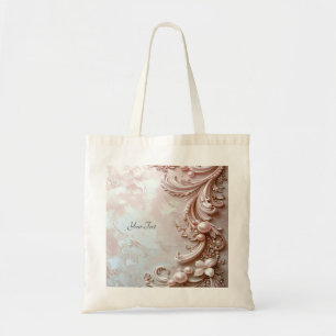 Roze Sierlijke Parel- en Bloemmotief Tote Tas