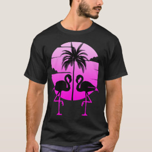 Roze Silhouet Flamingo's Vogel T-shirt