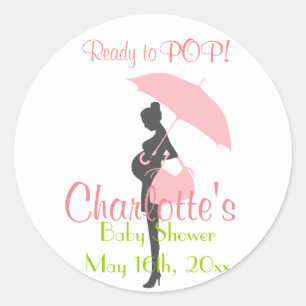 Roze Silhouette Baby shower Party Favor Stickers