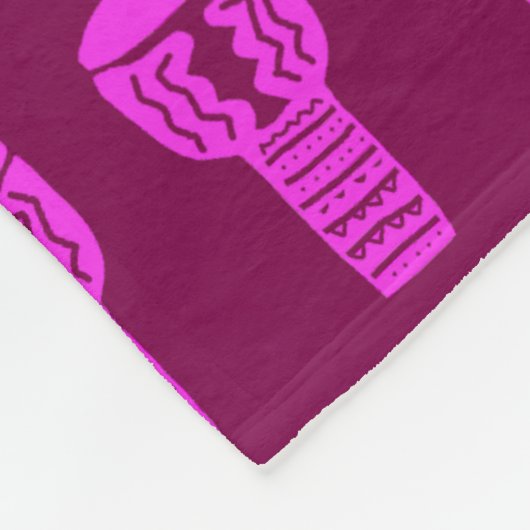 Roze Silhouette Djembe Drum Pattern Paarse Fleece (Hoek)