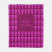 Roze Silhouette Djembe Drum Pattern Paarse Fleece Deken (Voorkant)