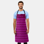 Roze Silhouette Djembe Drum Pattern Paarse Fleece Schort (Gedragen)
