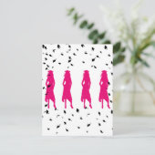 Roze Silhouettes Graduation Party Kaart (Staand voorkant)