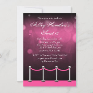 Roze Silver Carpet Hollywood Sweet 16 Birthday Kaart