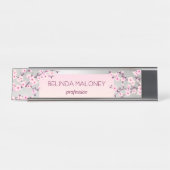 Roze Silver Cherry Blossom Bureau Naambordje (Voorkant)