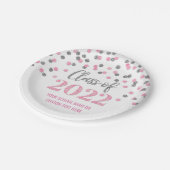 Roze Silver Confetti Afstuderen 2022 Papieren Bordje (Gekanteld)