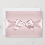 Roze Silver Diamond Bow & Tiara Quinceanera Invite Kaart (Achterkant)