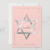 Roze Silver Glitter Confetti Border Bat Mitzvah Kaart (Achterkant)