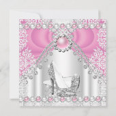 Roze Silver High Heels Parelplein 3 Kaart (Achterkant)