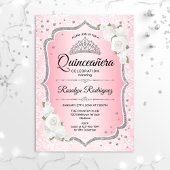 Roze Silver Quinceanera Uitnodiging