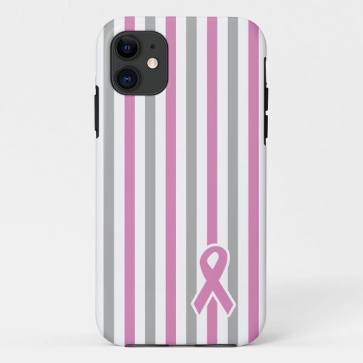 Roze & Silver Stripes aangepaste iPhone-draagtas Case-Mate iPhone Case (Achterkant)
