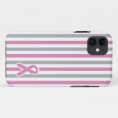 Roze & Silver Stripes aangepaste iPhone-draagtas Case-Mate iPhone Case (Achterkant (horizontaal))