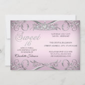 Roze Silver Tiara Sweet 16 Birthday Kaart (Achterkant)