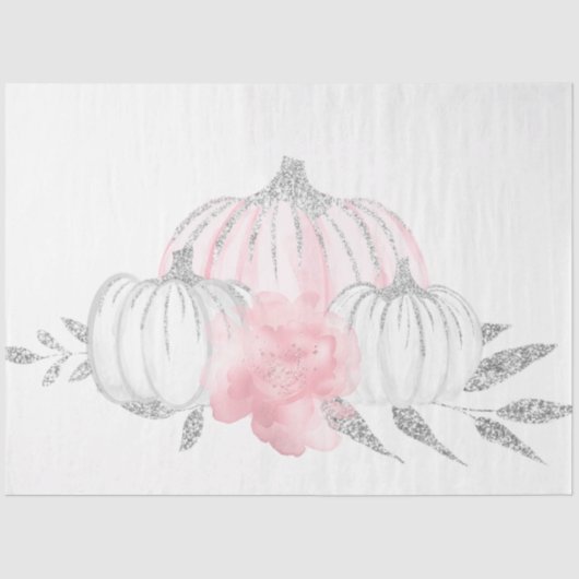 Roze & Silver Waterverf Pumpkin-serie Design 12 Tissuepapier (Voorkant)
