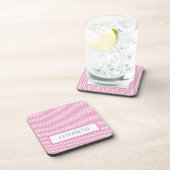Roze Simple Chevron Beverage Coaster Bier Onderzetter (Rechterzijde)