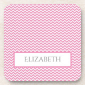 Roze Simple Chevron Beverage Coaster Bier Onderzetter (Voorkant)