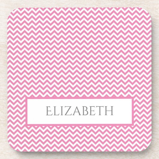 Roze Simple Chevron Beverage Coaster Bier Onderzetter (Voorkant)