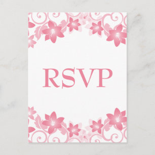 Roze Simple Floral RSVP-Briefkaart Uitnodiging Briefkaart