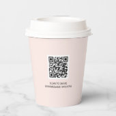 Roze Simple Heart Business Logo QR-code Aangepast Papieren Bekers (Achterkant)