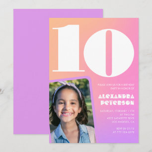Roze Sinaasappel 10e verjaardagsuitnodiging Retro Kaart