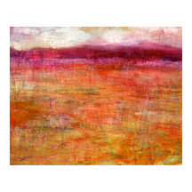 Roze Sinaasappel Abstracte landschapsschilderkunst